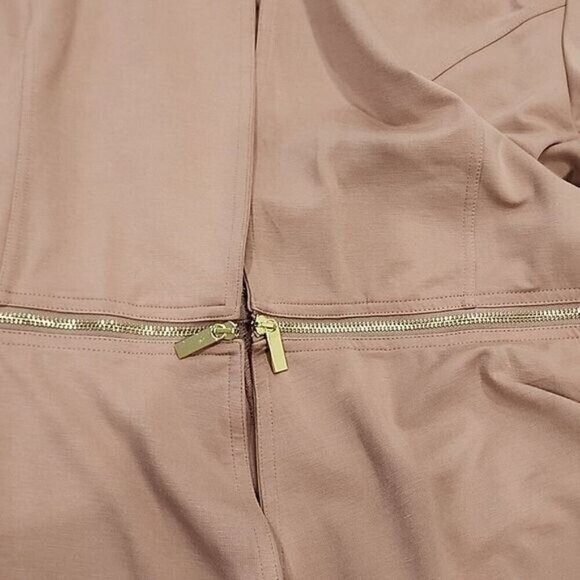 IMAN Jacket Blazer Tan Zipper Accent at Waist Stretch NWT Women's 2X - Picture 6 of 6